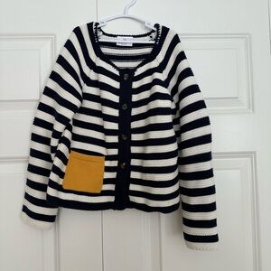 Hanna Andersson Striped Sweater with Yellow Pocket